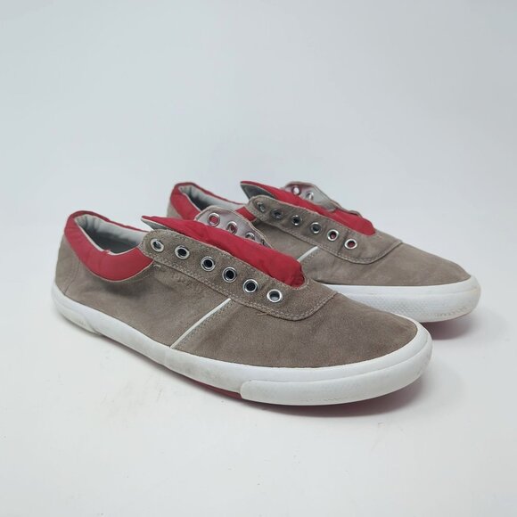 Vintage Y2K Prada Mens Sneakers 8.5 Gray Suede Low Top